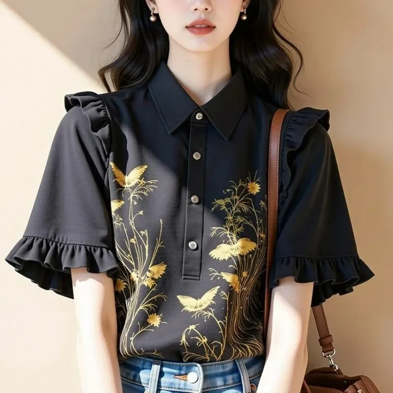 Ruffled Vintage Women's Blouses Korean Shirts FASHION Loose Summer Vintage Printed Short Sleeve Women Tops
Ruffled Vintage Women's Blouses Korean Shirts FASHION Loose Summer Vintage Printed Short Sleeve Women Tops