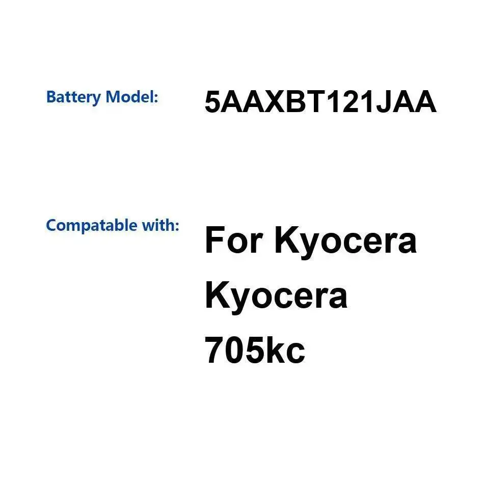 Аккумулятор высокой емкости 5AAXBT121JAA для мобильного телефона Kyocera 705Kc 2550 мАч
Аккумулятор высокой емкости 5AAXBT121JAA для мобильного телефона Kyocera 705Kc 2550 мАч