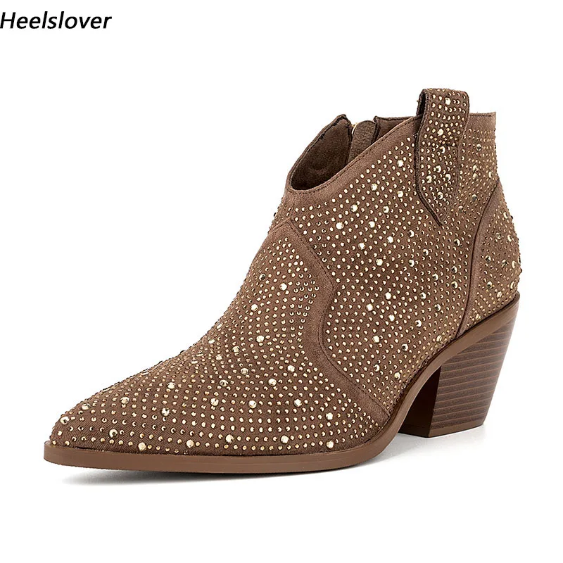 Ahhlsion Women Winter Ankle Boots Unisex Suede Crystal Chunky Heels Pointed Toe Pretty Brown Party Shoes US Plus Size 5-13
Ahhlsion Women Winter Ankle Boots Unisex Suede Crystal Chunky Heels Pointed Toe Pretty Brown Party Shoes US Plus Size 5-13