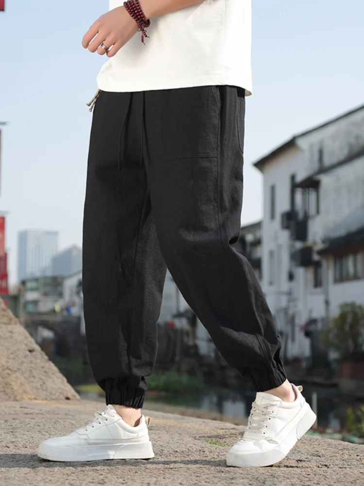 Новые китайские мужские летние льняные хлопковые брюки-харланы свободного кроя с манжетами, дышащие, тонкие, модные, повседневные
Новые китайские мужские летние льняные хлопковые брюки-харланы свободного кроя с манжетами, дышащие, тонкие, модные, повседневные