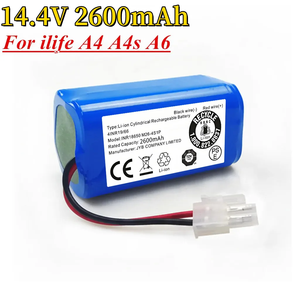 INR18650 M26-4S1P Original 14.8V 2600-6800mah Lithium Battery For ILIFE A4 A4s V7 A6 V7s Plus Robot Vacuum Cleaner. 
INR18650 M26-4S1P Original 14.8V 2600-6800mah Lithium Battery For ILIFE A4 A4s V7 A6 V7s Plus Robot Vacuum Cleaner.