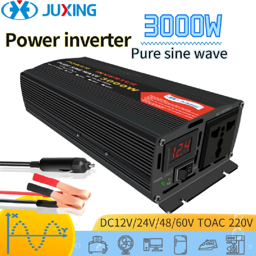 JUXING Pure Sine Wave 3000W Car Converter DC 12V/24V to AC 220V Power Inverter for Home Emergency Power
JUXING Pure Sine Wave 3000W Car Converter DC 12V/24V to AC 220V Power Inverter for Home Emergency Power