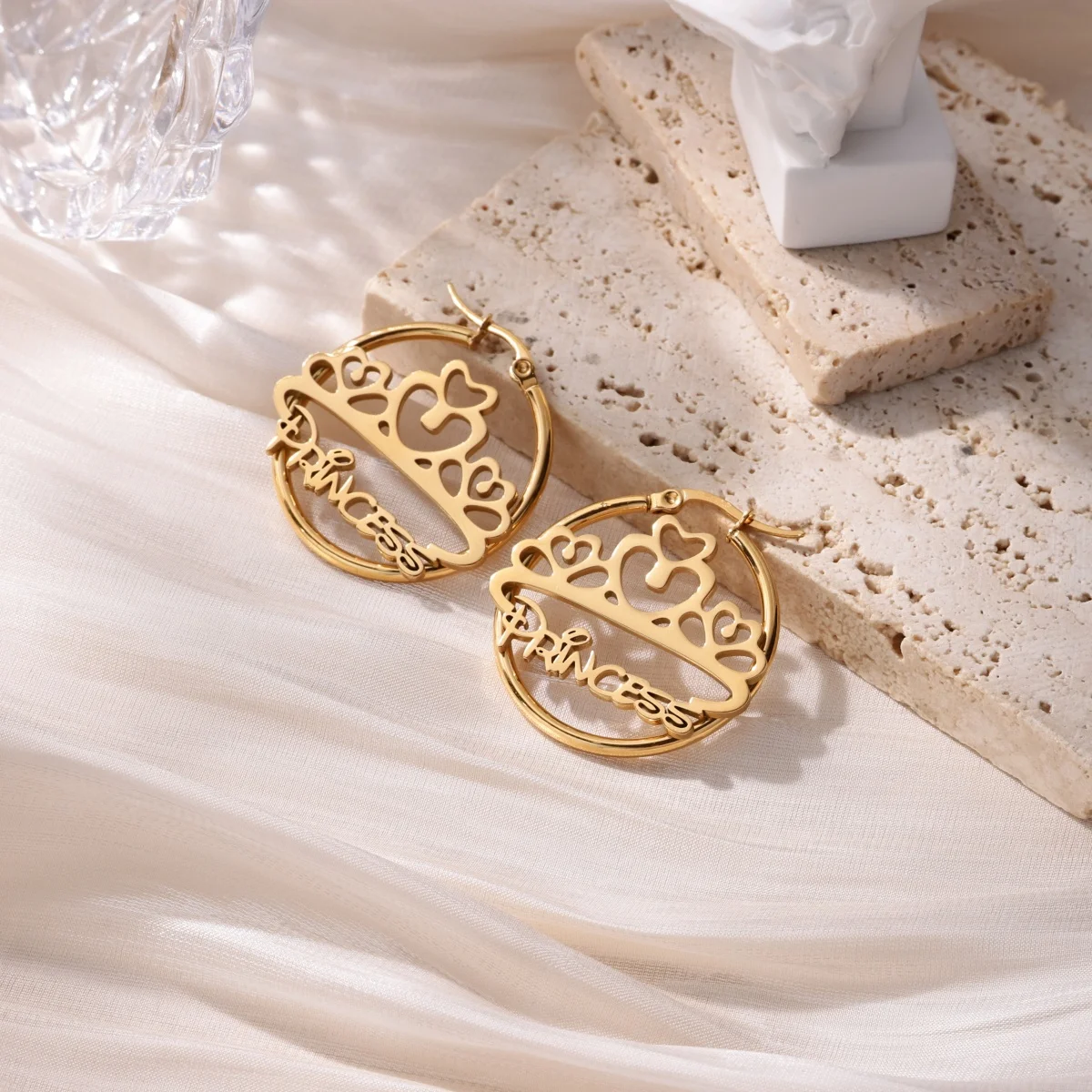 Custom Name Earrings For Women Stainless Steel Gold Color Circle Heart Crown Name Earrings Christmas Accessories Jewelry Gift
Custom Name Earrings For Women Stainless Steel Gold Color Circle Heart Crown Name Earrings Christmas Accessories Jewelry Gift