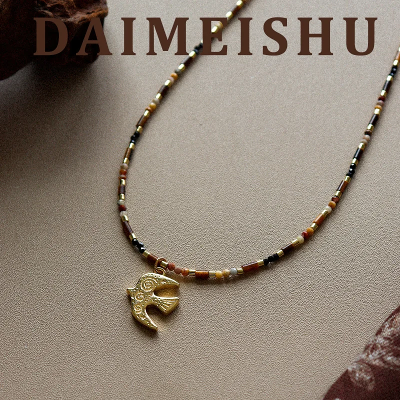 【Mirrordust】Simple Fashion Retro Exquisite Tiger Eye Stone Bird Necklace for Women Light Luxury Beaded Layered Sweater Chain
【Mirrordust】Simple Fashion Retro Exquisite Tiger Eye Stone Bird Necklace for Women Light Luxury Beaded Layered Sweater Chain