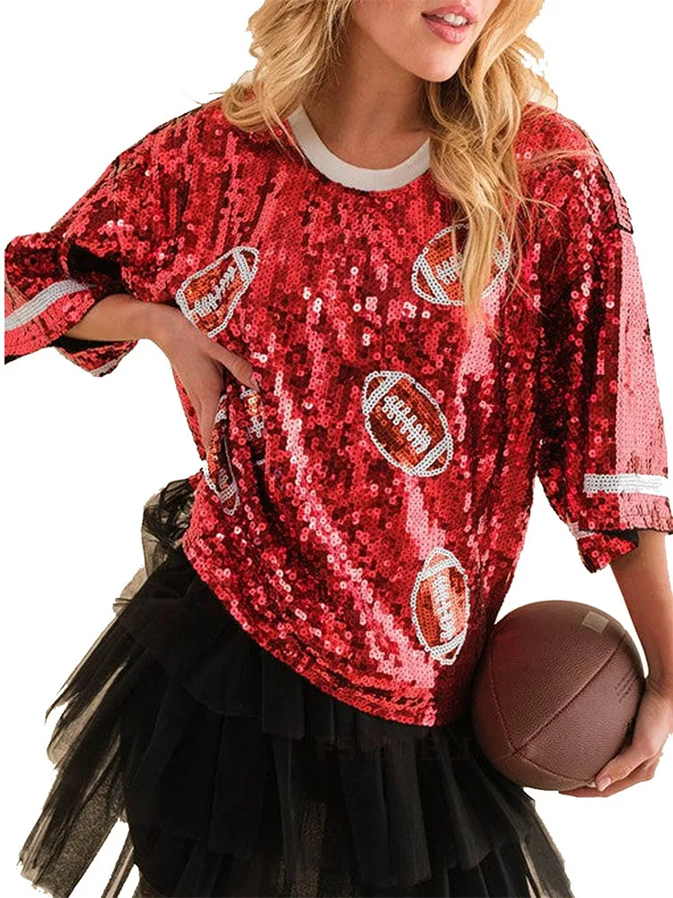 Elegant Round-Neck Half Sleeve Tops Streetwear Fashion Shiny Sequined Print Loose Shirt Spring Summer Casual Streetwear Pullover
Elegant Round-Neck Half Sleeve Tops Streetwear Fashion Shiny Sequined Print Loose Shirt Spring Summer Casual Streetwear Pullover