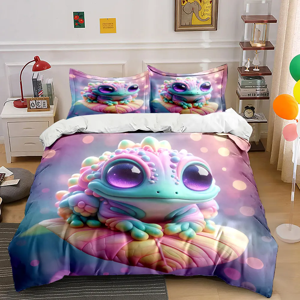 Dreamy Colorful Little Frog Print Bedding Set 1 Duvet Cover 2 Pillowcases for Adult and Children Luxury Gift Full Size
Dreamy Colorful Little Frog Print Bedding Set 1 Duvet Cover 2 Pillowcases for Adult and Children Luxury Gift Full Size