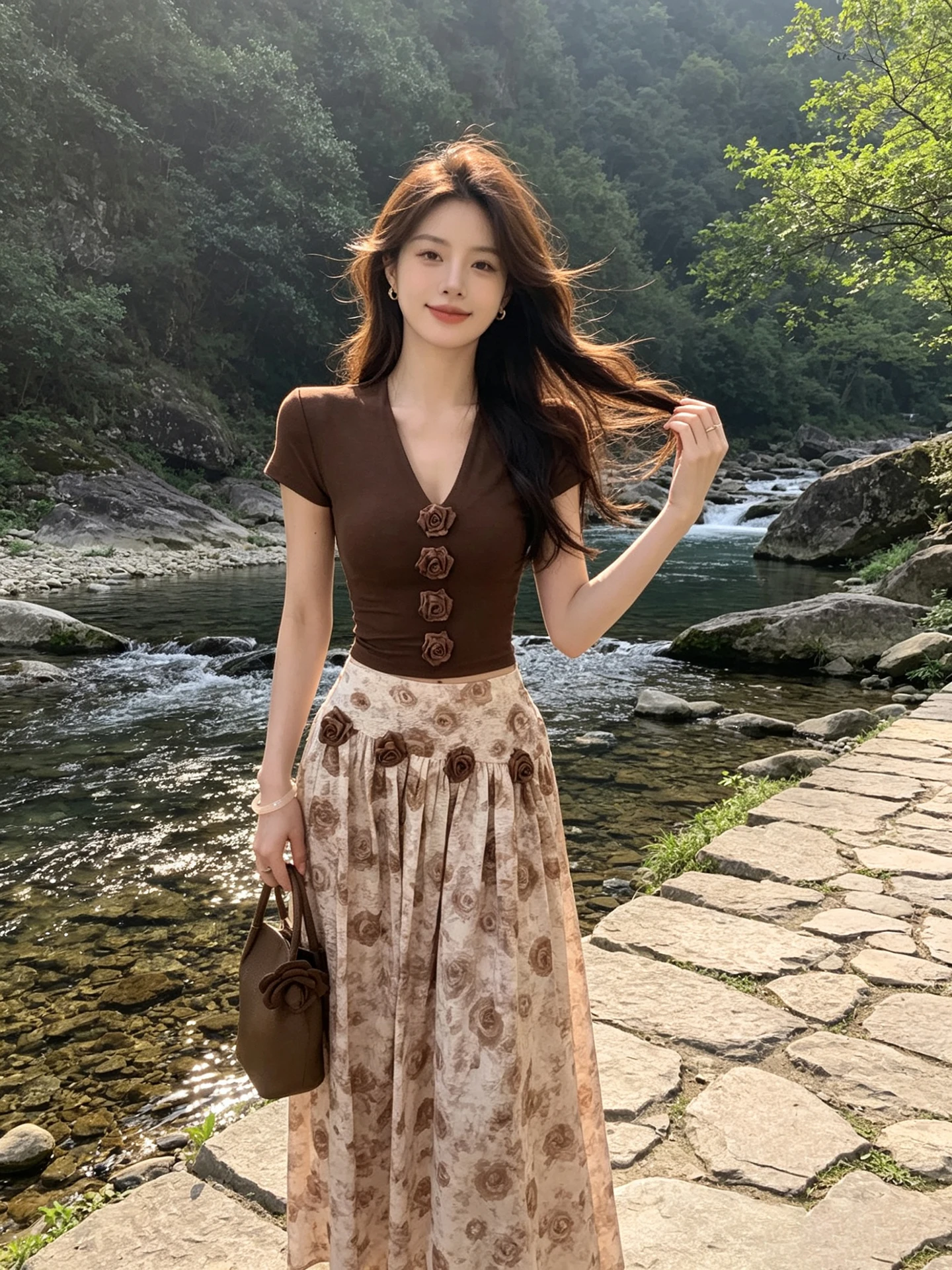 Elegant V-Neck Short Sleeve Top High Waist Draped Casual Slimming Print Half Skirt Two-Piece Set Summer Fashion Women's Ensemble
Elegant V-Neck Short Sleeve Top High Waist Draped Casual Slimming Print Half Skirt Two-Piece Set Summer Fashion Women's Ensemble