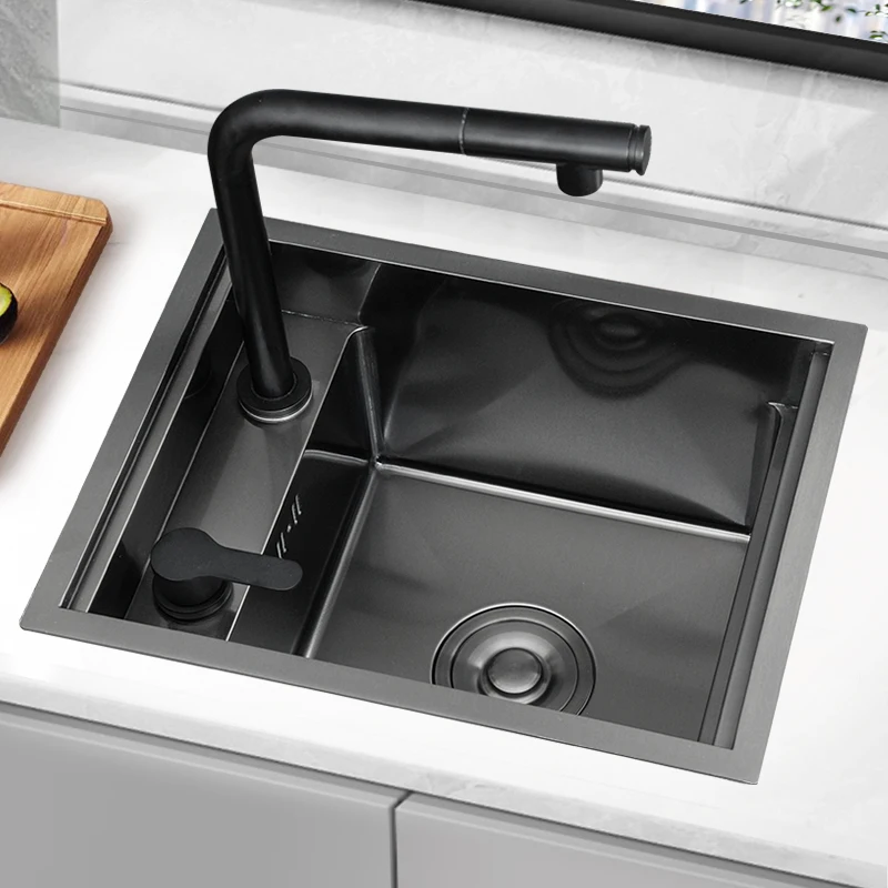 Modern Hidden Kitchen Sink Undermount Black Single Bowl Three Holes 304 Stainless Steel
Modern Hidden Kitchen Sink Undermount Black Single Bowl Three Holes 304 Stainless Steel
