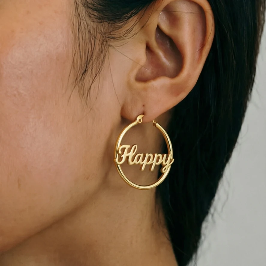 Personalize Earrings Woman Custom Gold Silver Stainless Steel trend Jewelry Custom Name Hoop Earrings Accessories Birthday Gifts
Personalize Earrings Woman Custom Gold Silver Stainless Steel trend Jewelry Custom Name Hoop Earrings Accessories Birthday Gifts