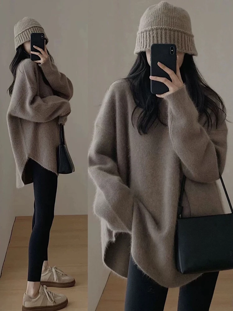 Fluffy Knitted Sweater Women Autumn Winter Warm Pullover Female Elegant Fashion Long Sleeve Knitwear Lady Casual Loose Jumper
Fluffy Knitted Sweater Women Autumn Winter Warm Pullover Female Elegant Fashion Long Sleeve Knitwear Lady Casual Loose Jumper