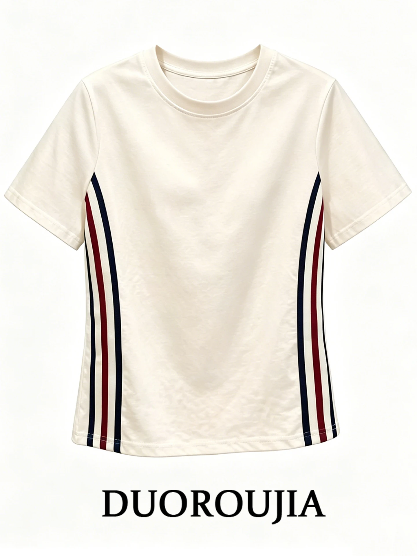 plus Size Korean Sporty Striped Short Sleeve T-Shirt Women Summer Casual round Neck Versatile Slimming Top DUOR Brand
plus Size Korean Sporty Striped Short Sleeve T-Shirt Women Summer Casual round Neck Versatile Slimming Top DUOR Brand