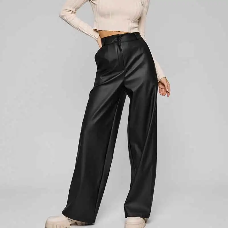 Women's Faux Matte Leather Pants High Waist PU Trousers Loose Straight Leg Pants Custom Clubwear Party New Winter 2023
Women's Faux Matte Leather Pants High Waist PU Trousers Loose Straight Leg Pants Custom Clubwear Party New Winter 2023