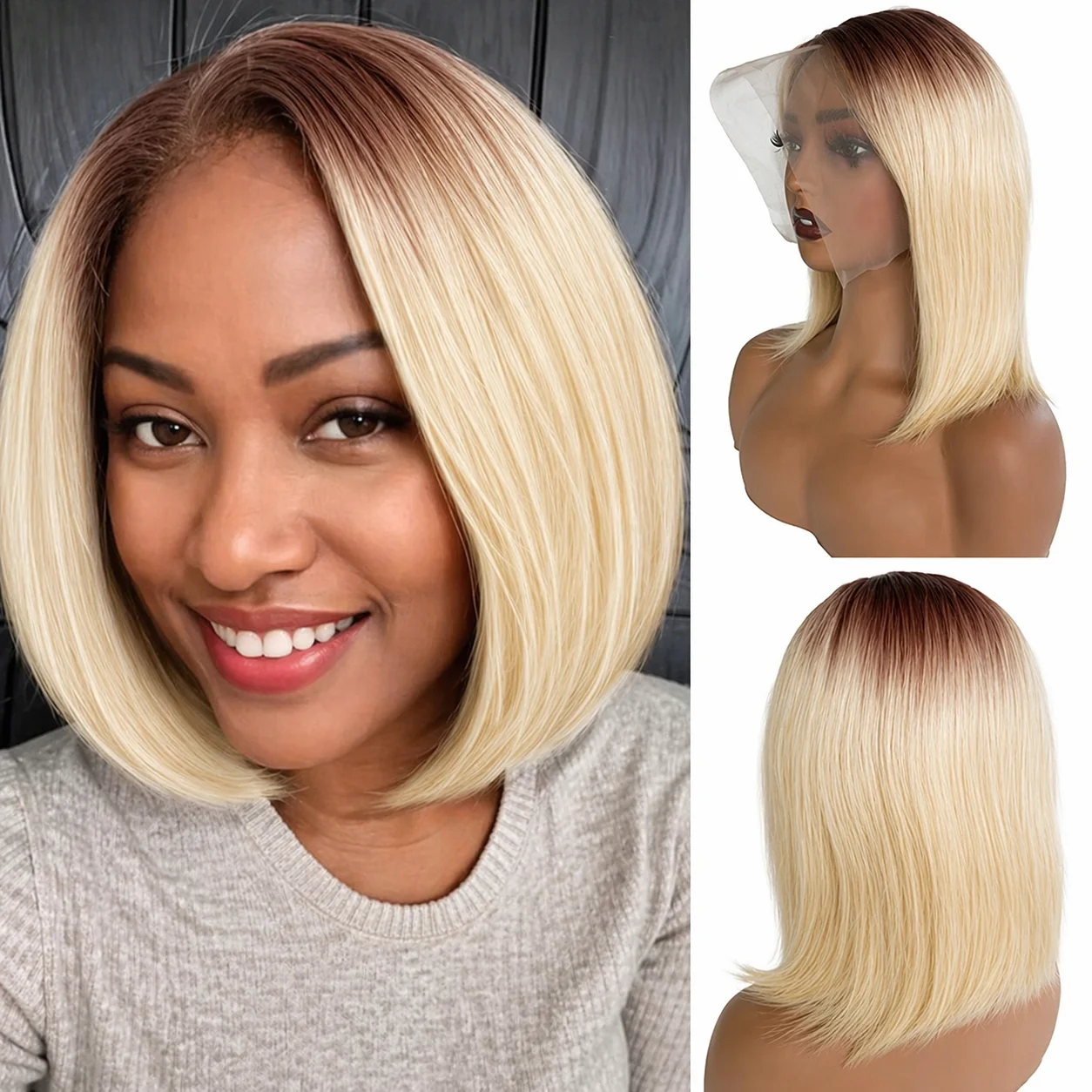 13×4 HD Lace Front Bob Wig 4/613 Blonde Ombre 180% Density Pre-Plucked Brazilian Human Hair Straight Short Bob Wig Elastic Band
13×4 HD Lace Front Bob Wig 4/613 Blonde Ombre 180% Density Pre-Plucked Brazilian Human Hair Straight Short Bob Wig Elastic Band