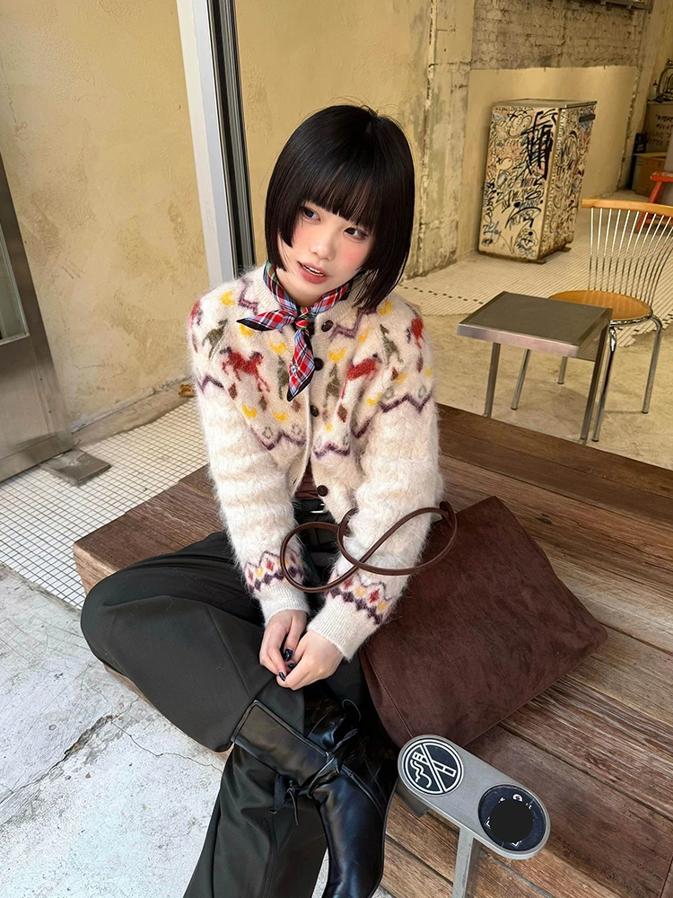 Retro Fair Isle Knitted Open Cardigan Women's Autumn Winter New Sle Lazy Age Reduction Faionable Sweater Jaet
Retro Fair Isle Knitted Open Cardigan Women's Autumn Winter New Sle Lazy Age Reduction Faionable Sweater Jaet