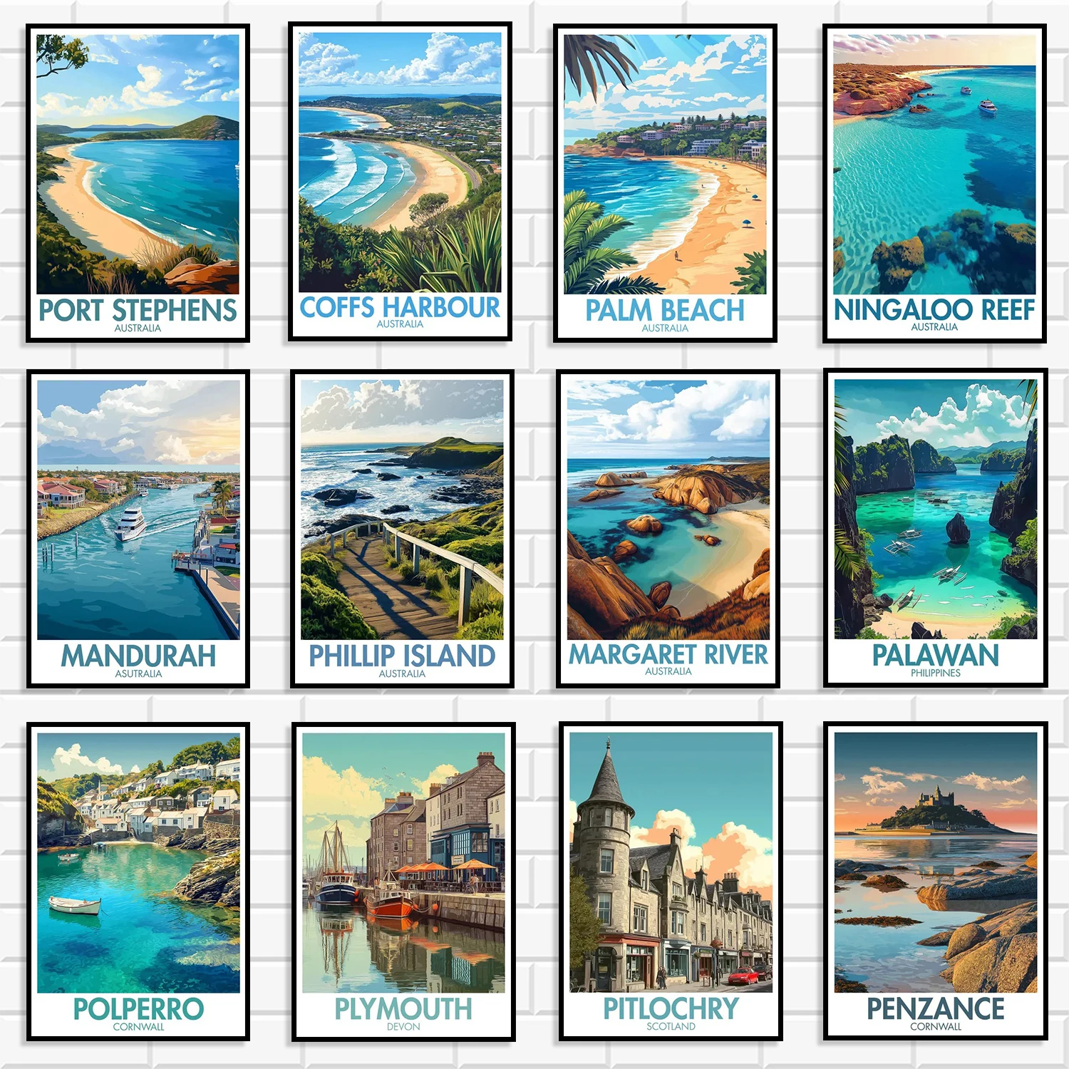 Vintage Australia UK Coastal Travel Canvas Wall Art Set Beach Seaside Town Landscape Poster Retro Ocean Scenery Print Home Decor
Vintage Australia UK Coastal Travel Canvas Wall Art Set Beach Seaside Town Landscape Poster Retro Ocean Scenery Print Home Decor