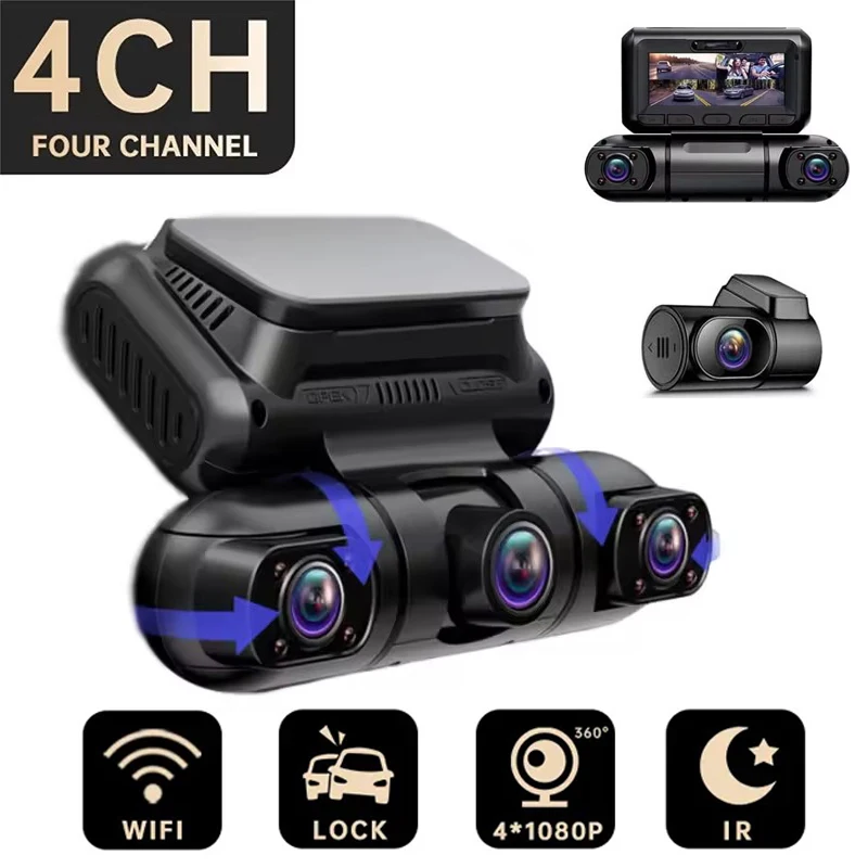 4 Channels Dash Cam 4*1080P HD Cameras WIFI GPS Track Car DVR Super Night Vision Automatic Video Recorder 24h Parking Monitoring
4 Channels Dash Cam 4*1080P HD Cameras WIFI GPS Track Car DVR Super Night Vision Automatic Video Recorder 24h Parking Monitoring