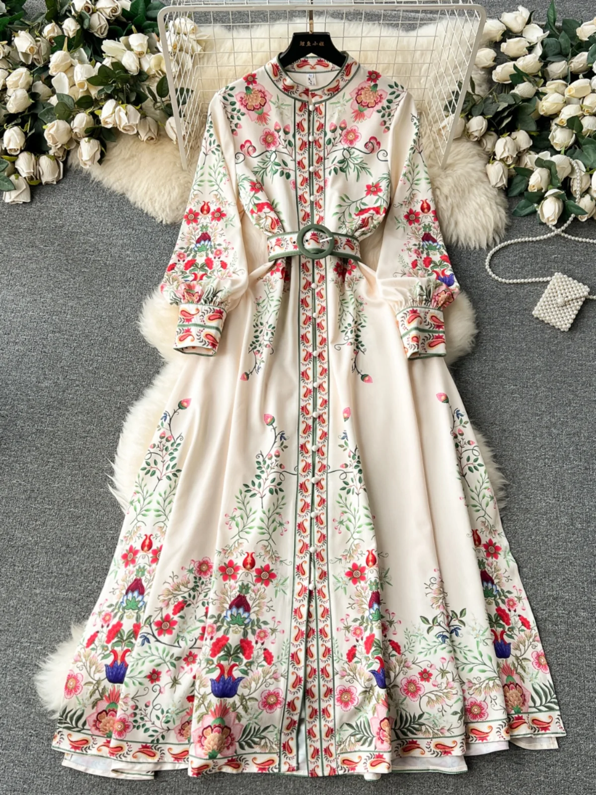 Retro Court Sle Women's Dr Autumn Spring New Stand Collar Single Button Lantern Sve Waist Cinch Long Skirt
Retro Court Sle Women's Dr Autumn Spring New Stand Collar Single Button Lantern Sve Waist Cinch Long Skirt