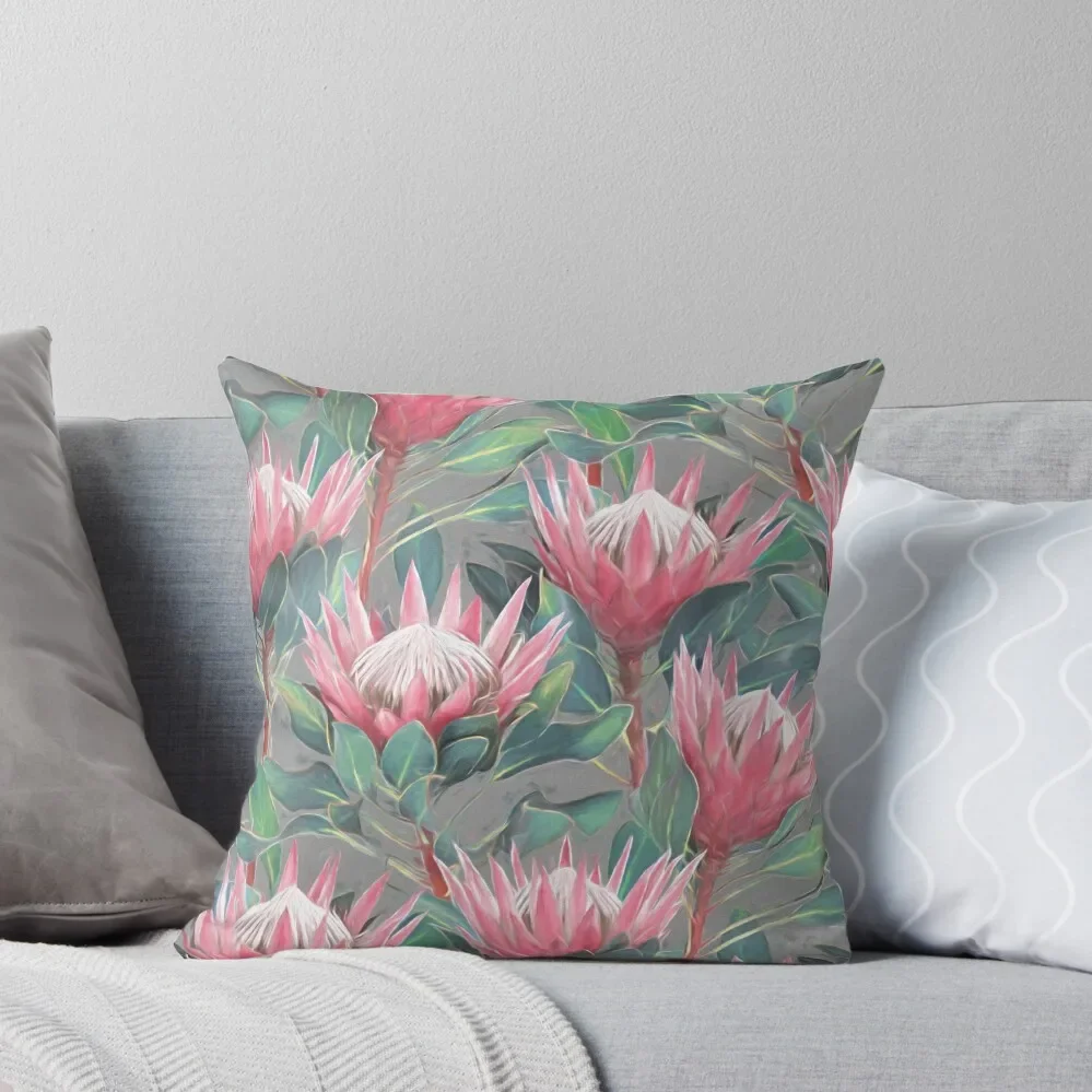 Painted King Proteas - pink on grey Throw Pillow New year Pillowcases Cushion Covers Sofa Pillow
Painted King Proteas - pink on grey Throw Pillow New year Pillowcases Cushion Covers Sofa Pillow