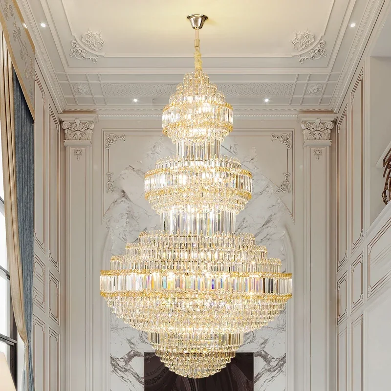 Luxury Staircase Led Chandeliers Crystal Hanging Lamp Duplex Building Large Decoration Pendant Light
Luxury Staircase Led Chandeliers Crystal Hanging Lamp Duplex Building Large Decoration Pendant Light