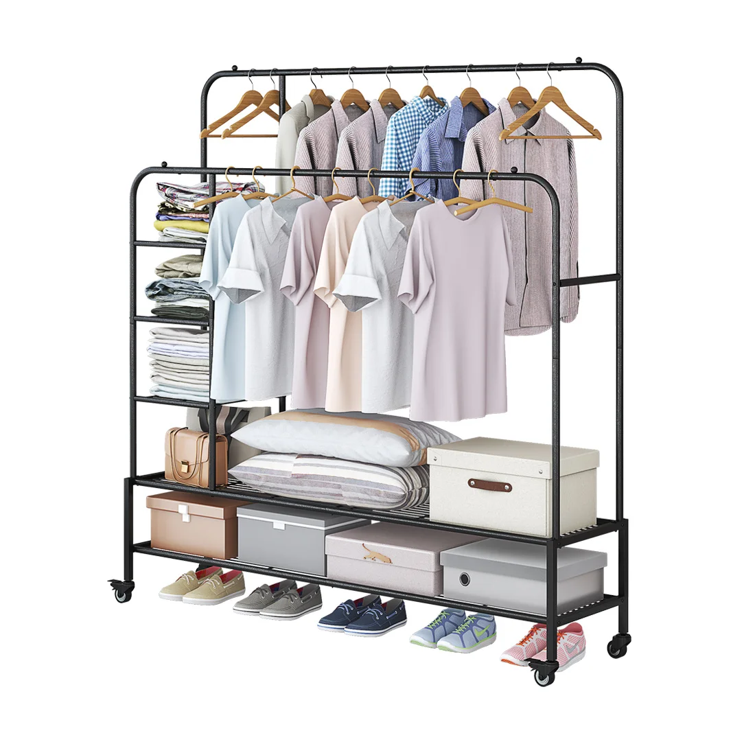 Garment Rack for Hanging Clothes Rack Heavy Duty Portable with Bottom Metal Shelf Drying Coats Shirt, Black
Garment Rack for Hanging Clothes Rack Heavy Duty Portable with Bottom Metal Shelf Drying Coats Shirt, Black