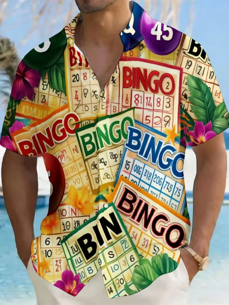 Men's 3D Bingo Game Print Hawaiian Shirt Casual Short Sleeve Button Down Shirt Funny Lucky Bingo Ball Beach Vacation Shirts
Men's 3D Bingo Game Print Hawaiian Shirt Casual Short Sleeve Button Down Shirt Funny Lucky Bingo Ball Beach Vacation Shirts