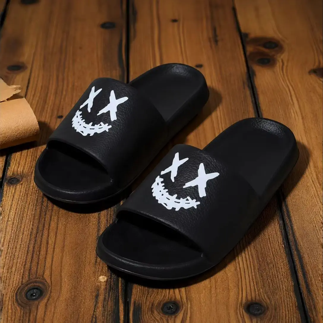 Unisex Black Trendy Eva Soft-Soled Casual Comfortable Slide Sandals with Smiley Face Print, Suitable for Indoor, Bathroom, Outdoor, Beach, and Vacation
Unisex Black Trendy Eva Soft-Soled Casual Comfortable Slide Sandals with Smiley Face Print, Suitable for Indoor, Bathroom, Outdoor, Beach, and Vacation