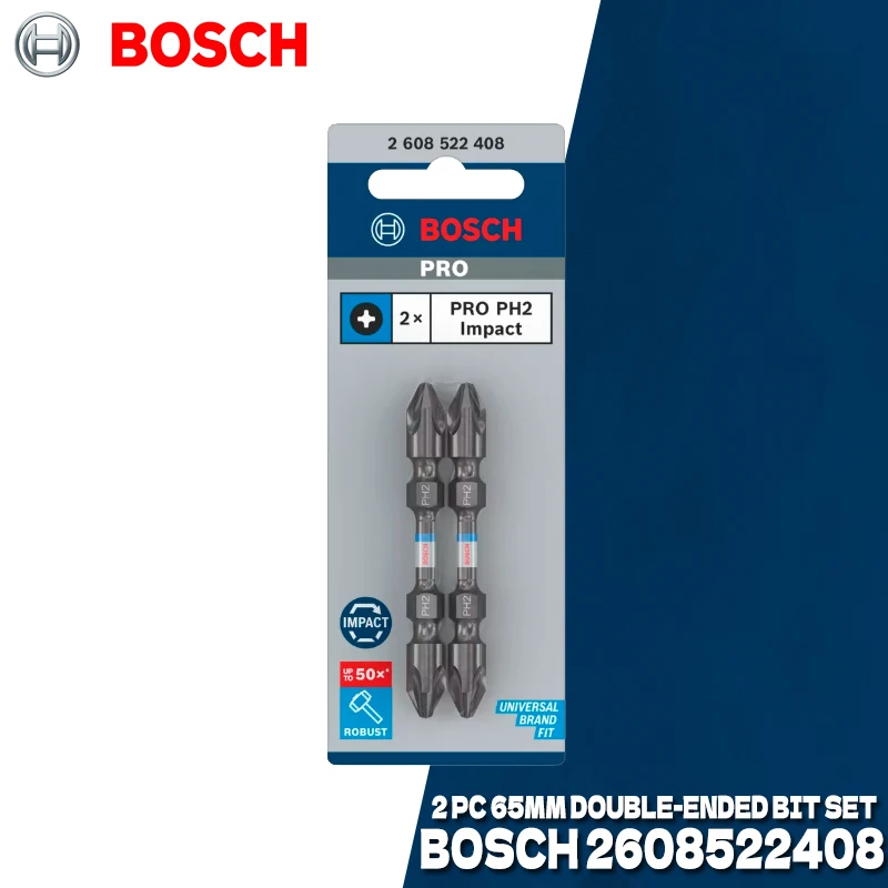 BOSCH 2 Pcs Impact Double-Ended Bit 65MM Long-Groove Drill Bit Cross Shaped Screwdriver Head Power Tool Accessories 2608522408
BOSCH 2 Pcs Impact Double-Ended Bit 65MM Long-Groove Drill Bit Cross Shaped Screwdriver Head Power Tool Accessories 2608522408