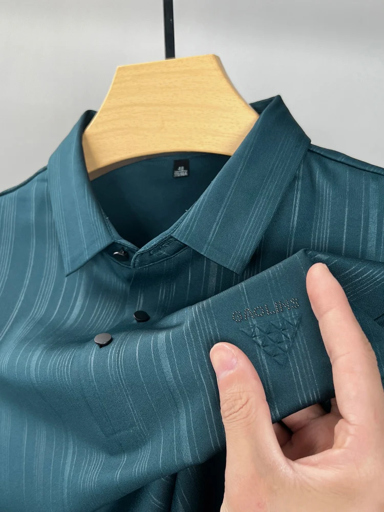 Luxury Autumn Clothing Business Casual Long-sleeved T-shirt Men's Brand Lapel Vertical Stripe Fashion Print Classic POLO Shirt
Luxury Autumn Clothing Business Casual Long-sleeved T-shirt Men's Brand Lapel Vertical Stripe Fashion Print Classic POLO Shirt