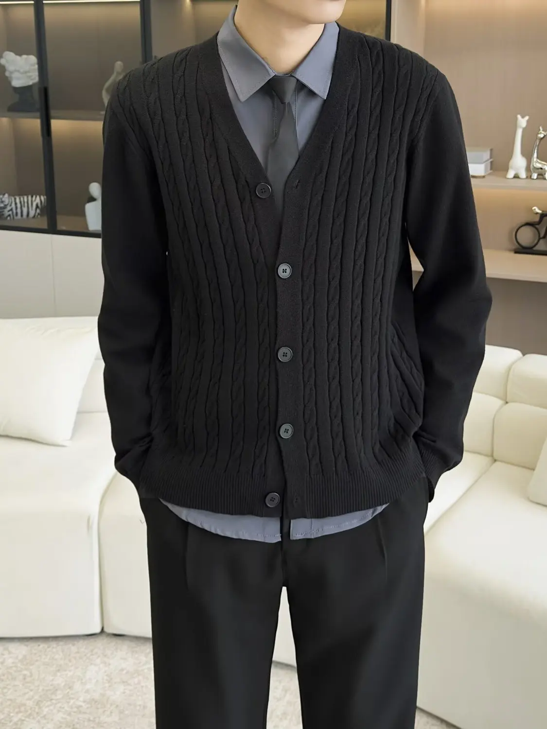 British Style Slim Fit Texture Thin Open Cardigan Knitted Fashion Simple Trendy Men's Striped V-neck Sweater Small Jacket
British Style Slim Fit Texture Thin Open Cardigan Knitted Fashion Simple Trendy Men's Striped V-neck Sweater Small Jacket