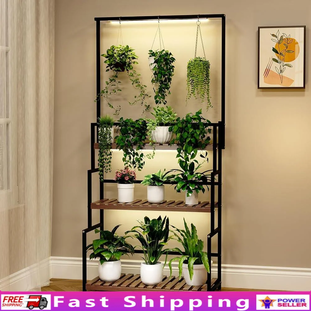 Hanging Plant Stand with Grow Light 3 Tier Metal Indoor Plant Shelf Display Holder Ladder Shape Sturdy Flower Pot Rack
Hanging Plant Stand with Grow Light 3 Tier Metal Indoor Plant Shelf Display Holder Ladder Shape Sturdy Flower Pot Rack