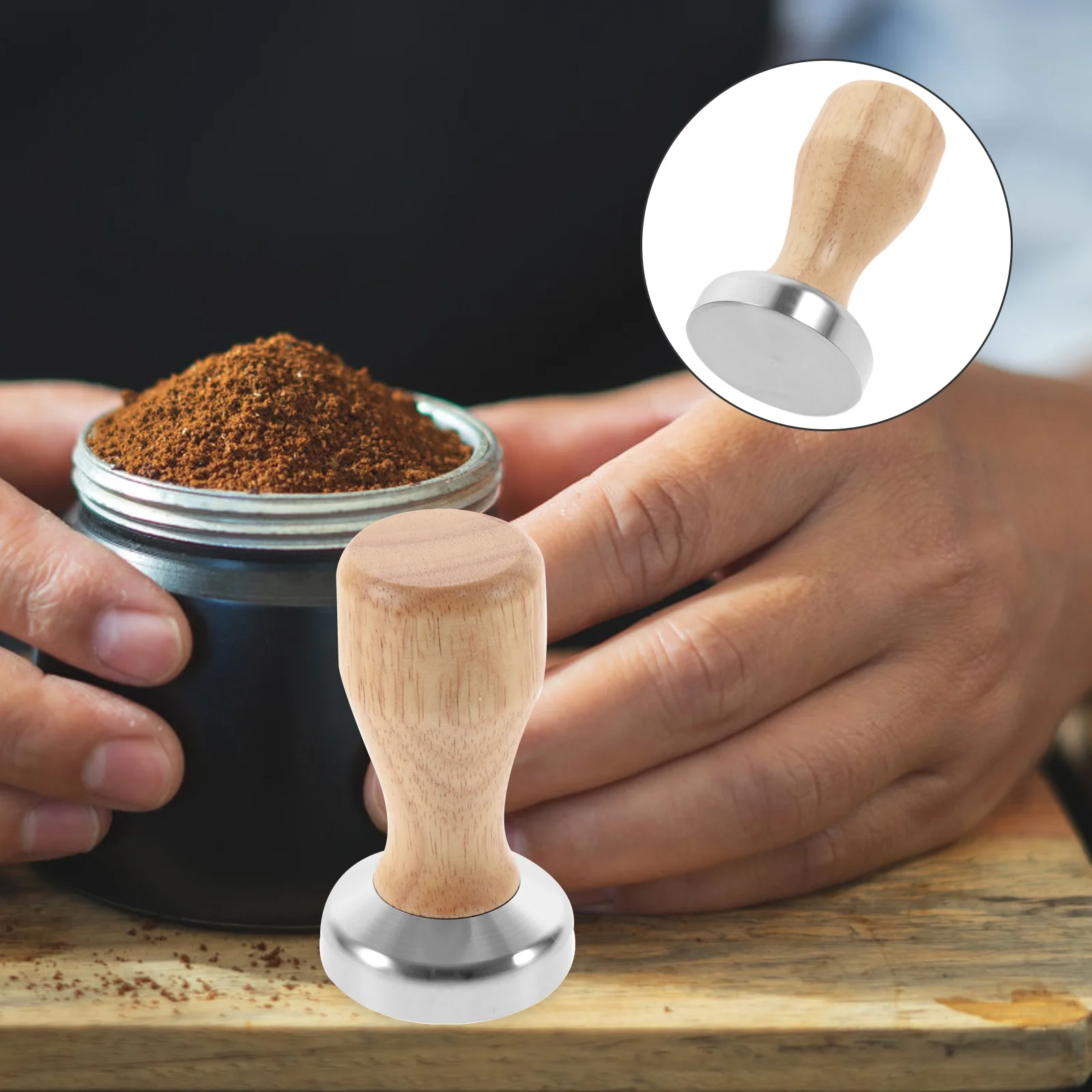 Coffee Tamper Reusable Espresso Machine Presser Household Powder Oak Ground Stainless Steel Home Bean Masher
Coffee Tamper Reusable Espresso Machine Presser Household Powder Oak Ground Stainless Steel Home Bean Masher