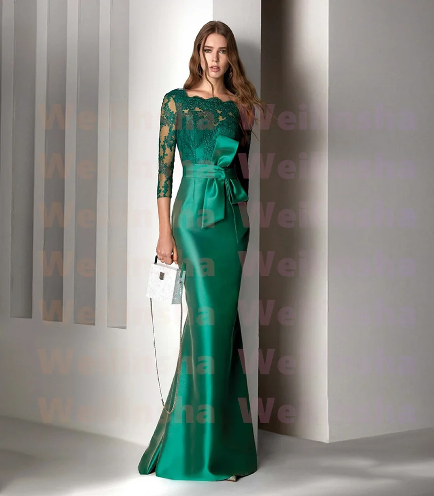 Weilinsha Green Mother of The Bride Dress 3/4 Sleeves Scoop Neck Backless Lace Satin Wedding Guest Gown Evening Party Dresses
Weilinsha Green Mother of The Bride Dress 3/4 Sleeves Scoop Neck Backless Lace Satin Wedding Guest Gown Evening Party Dresses