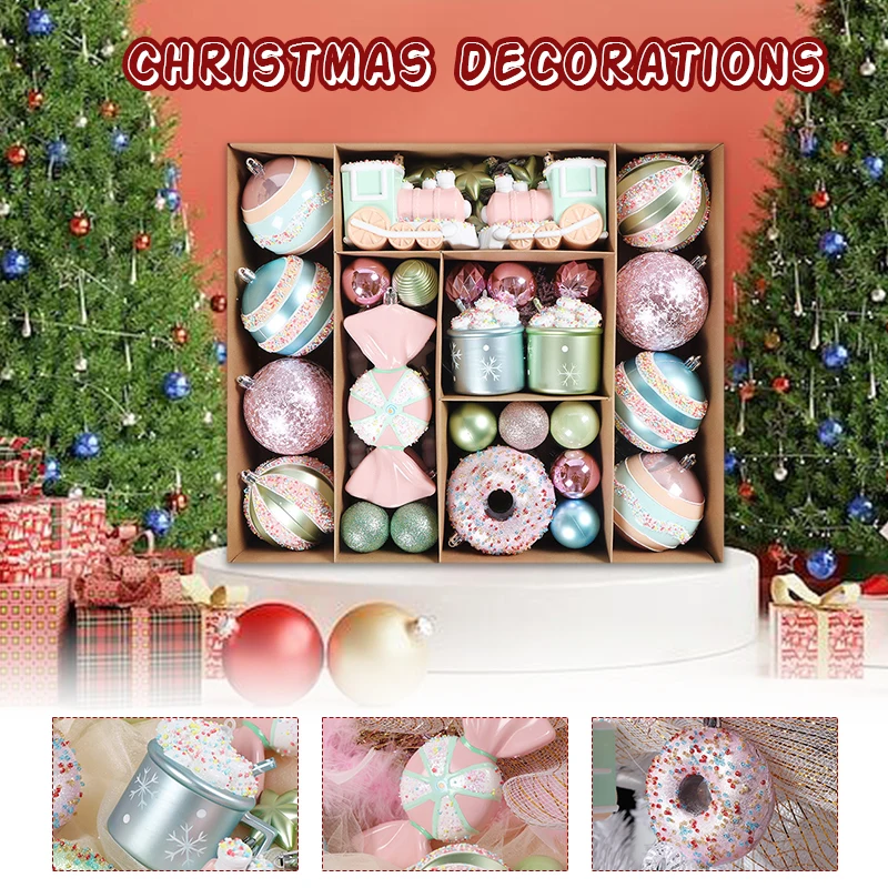 48/70 Pcs Christmas Tree Hanging Pendants Ice Cream Donut Shapes Ball Ornament Party Christmas Tree Decor Ornaments
48/70 Pcs Christmas Tree Hanging Pendants Ice Cream Donut Shapes Ball Ornament Party Christmas Tree Decor Ornaments