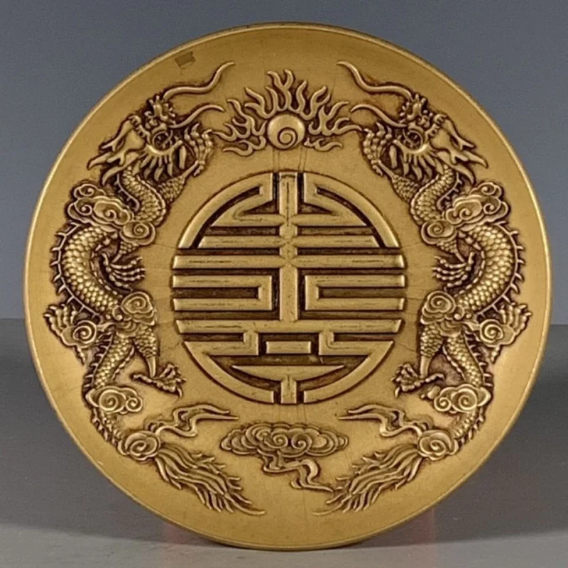 Antique Pure Copper Double Dragon Longevity Plate Qing Qianlong Imperial Gift Antique Brass Relief Ancient Bronze Dragon and Pho
Antique Pure Copper Double Dragon Longevity Plate Qing Qianlong Imperial Gift Antique Brass Relief Ancient Bronze Dragon and Pho