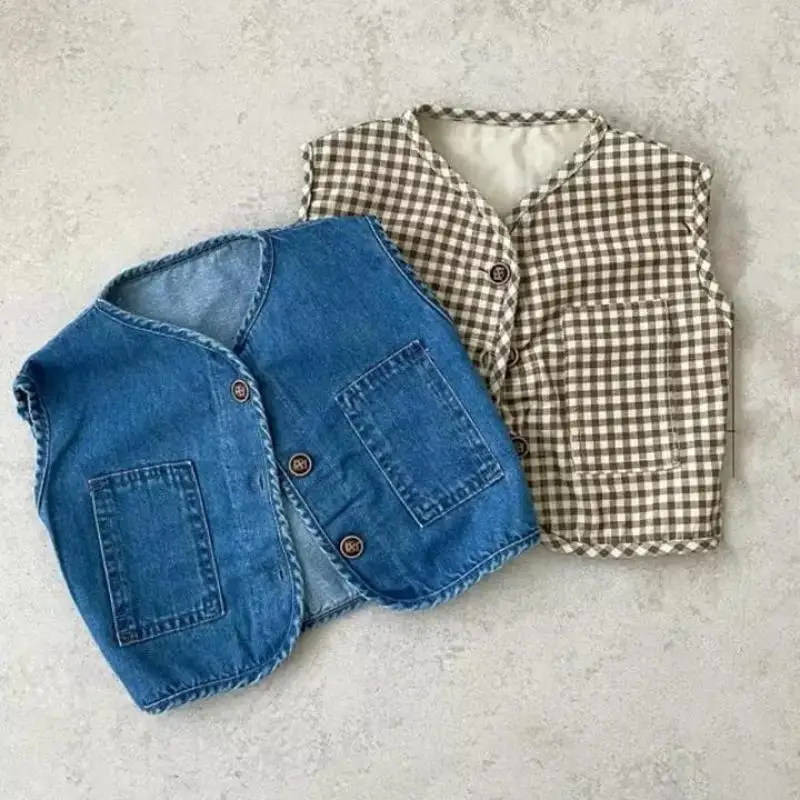 New Fashion Baby Sleeveless Jacket Boys Girls Clothes Casual Versatile Denim Vest Coat Infant Cardigans Kids Plaid Waistcoat
New Fashion Baby Sleeveless Jacket Boys Girls Clothes Casual Versatile Denim Vest Coat Infant Cardigans Kids Plaid Waistcoat