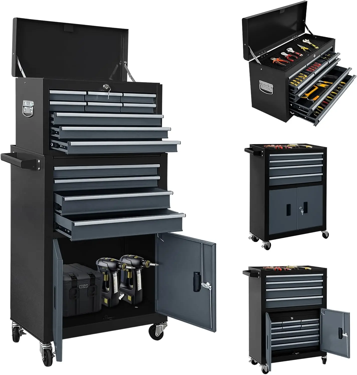 13-Drawer Double Door Rolling Tool Chest, 2 in 1 Detachable Tool Chest,Tool Box with Drawers and Wheels, Large Tool Cabinet
13-Drawer Double Door Rolling Tool Chest, 2 in 1 Detachable Tool Chest,Tool Box with Drawers and Wheels, Large Tool Cabinet