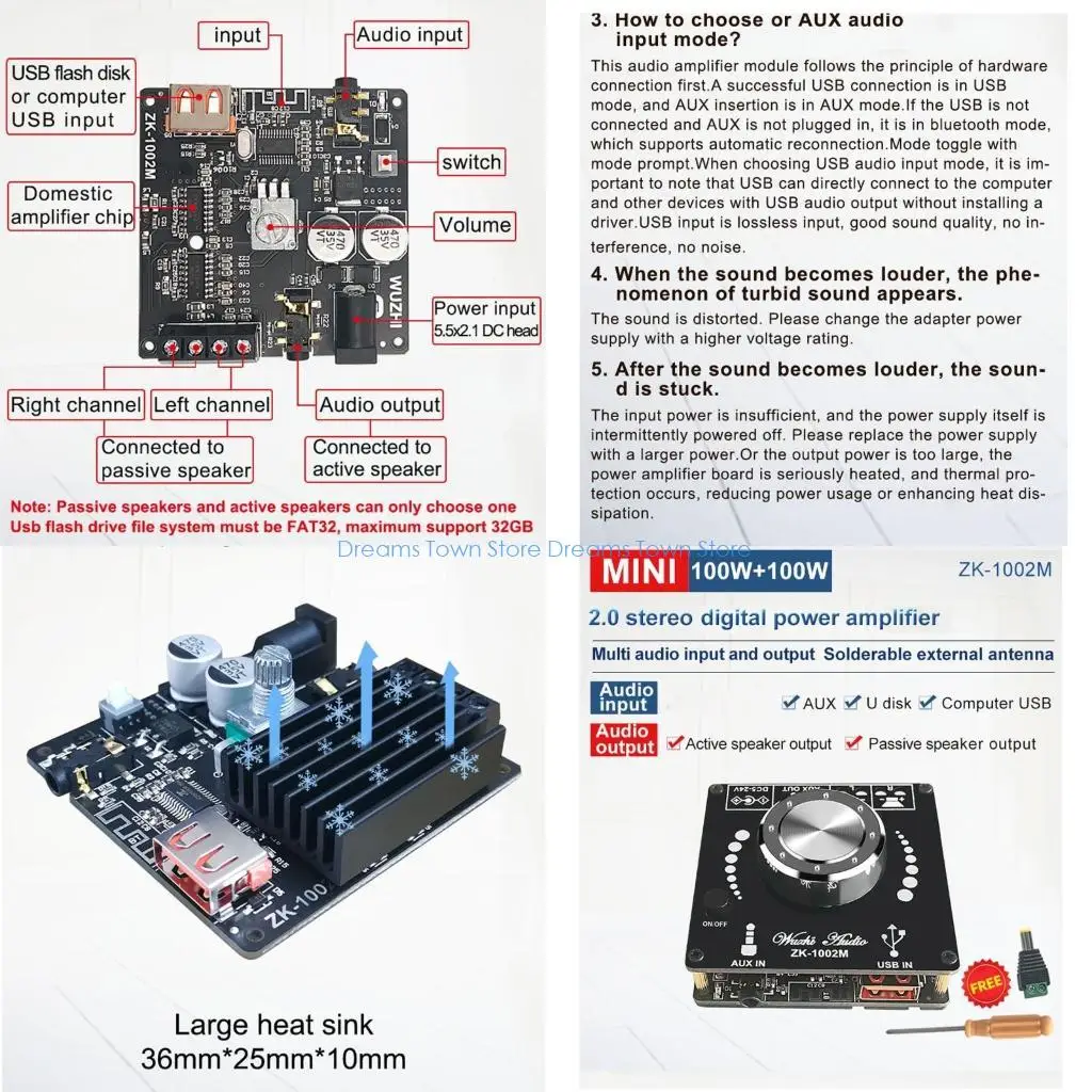 HX6A ZK-1002M Stereo Amplifier Power Amplifier Board Adjustable High Bass
HX6A ZK-1002M Stereo Amplifier Power Amplifier Board Adjustable High Bass