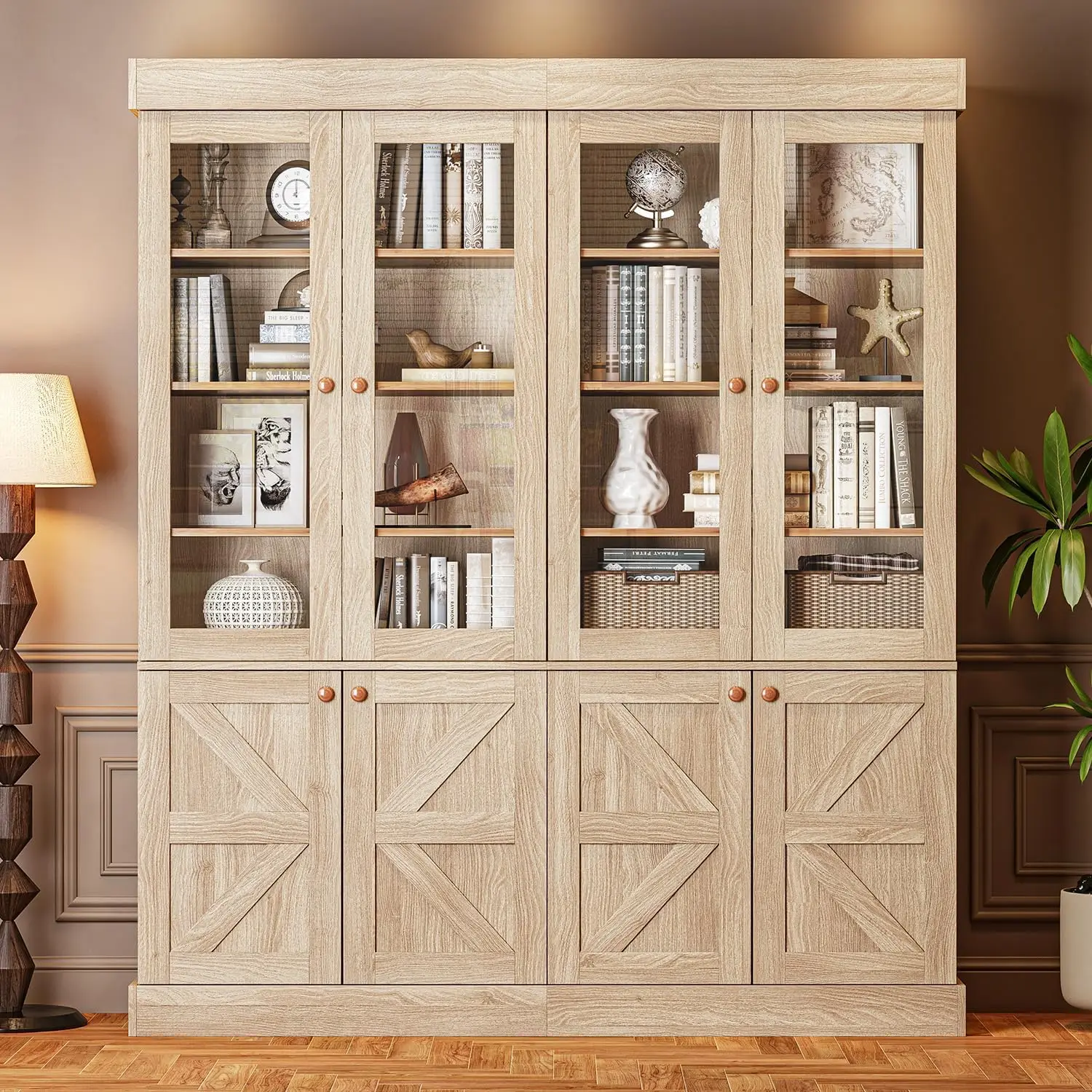 71' Tall Farmhouse Kitchen Pantry, Set of 2 Large Storage Cabinets with Glass Doors & Adjustable
71' Tall Farmhouse Kitchen Pantry, Set of 2 Large Storage Cabinets with Glass Doors & Adjustable