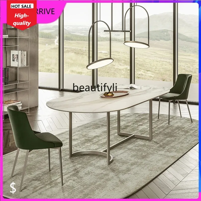 Обеденный стол из каменной плиты, цельный изогнутый простой современный обеденный стол из глянцевой каменной плиты из нержавеющей стали
Обеденный стол из каменной плиты, цельный изогнутый простой современный обеденный стол из глянцевой каменной плиты из нержавеющей стали