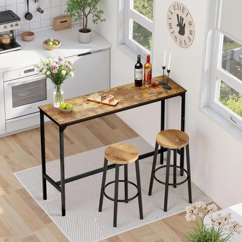 Bar Table, Sturdy Metal Frame High Top Pub Table, Narrow Long Kitchen Dining, Cocktail Counter Bar Height Desk, Easy to Assemble, 55x15x39 in, for Living Room Party, Rustic Brown and Black
Bar Table, Sturdy Metal Frame High Top Pub Table, Narrow Long Kitchen Dining, Cocktail Counter Bar Height Desk, Easy to Assemble, 55x15x39 in, for Living Room Party, Rustic Brown and Black