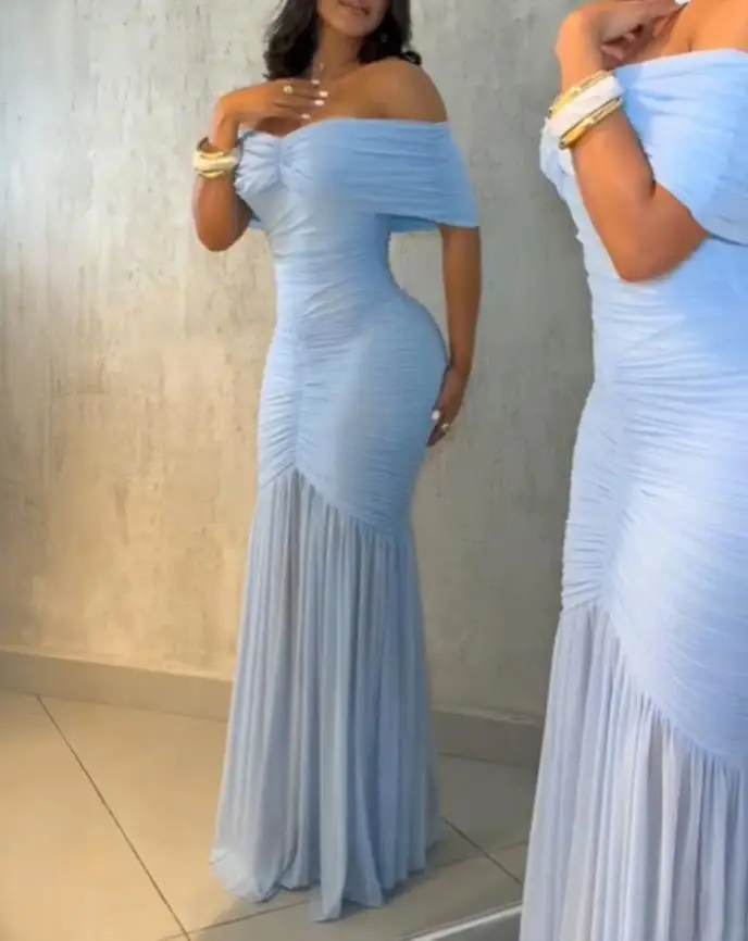 Fashion Women's Dress 2025 Spring and Summer Off Shoulder Ruched Cinched Waist Evening Dress Slim Fit Mermaid Hem Party Dress
Fashion Women's Dress 2025 Spring and Summer Off Shoulder Ruched Cinched Waist Evening Dress Slim Fit Mermaid Hem Party Dress