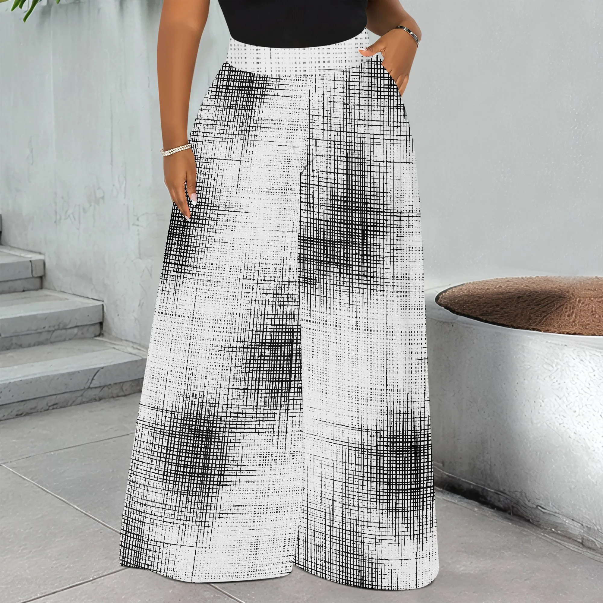 Printed Pocket Pants, Wide Leg Trousers, High Waist Bottoms, Plaid Pattern Pants, Casual Wear for Women, S-3XL
Printed Pocket Pants, Wide Leg Trousers, High Waist Bottoms, Plaid Pattern Pants, Casual Wear for Women, S-3XL