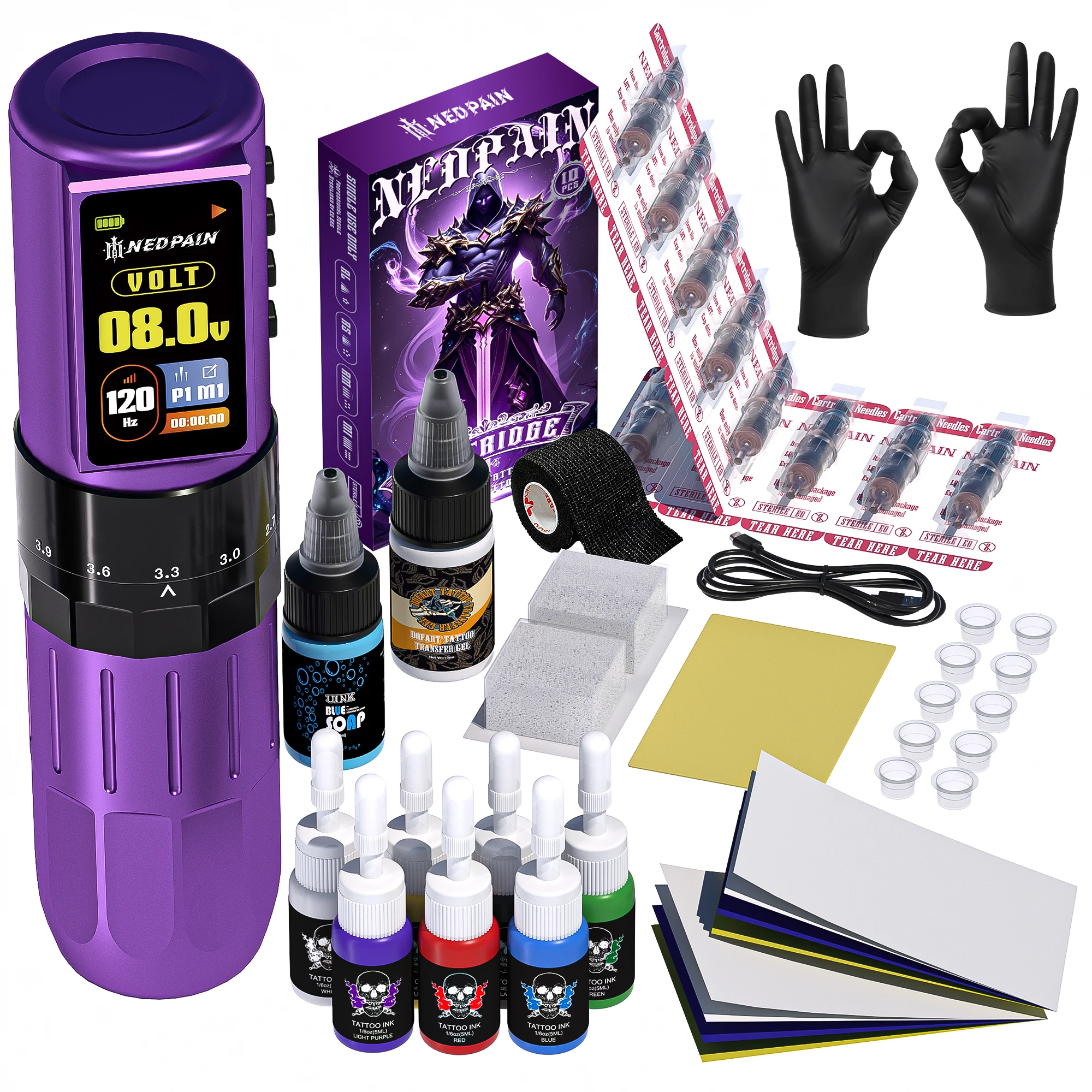 Беспроводная тату-машинка NEDPAIN Pro, комплект 4-12 В, 8500 об/мин, многофункциональный полный набор, подходит для начинающих и энтузиастов татуировок
Беспроводная тату-машинка NEDPAIN Pro, комплект 4-12 В, 8500 об/мин, многофункциональный полный набор, подходит для начинающих и энтузиастов татуировок