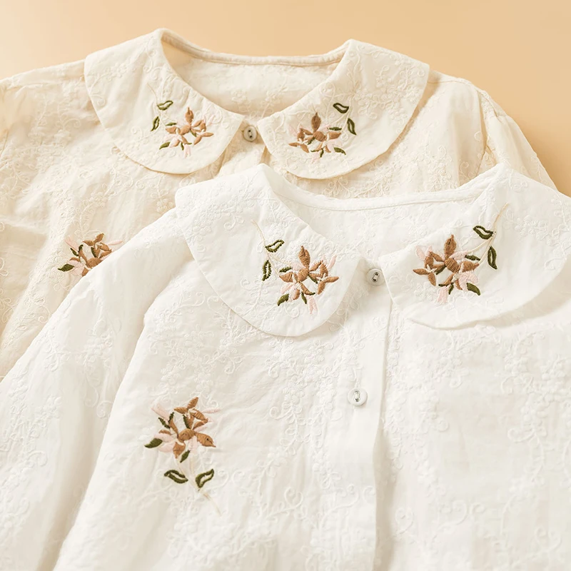 Spring Autumn Sweet Lace Embroidered Blouse Women Clothing Mori Girl Peter Pan Collar Long Sleeved Female Kawaii Shirt Tops U243
Spring Autumn Sweet Lace Embroidered Blouse Women Clothing Mori Girl Peter Pan Collar Long Sleeved Female Kawaii Shirt Tops U243