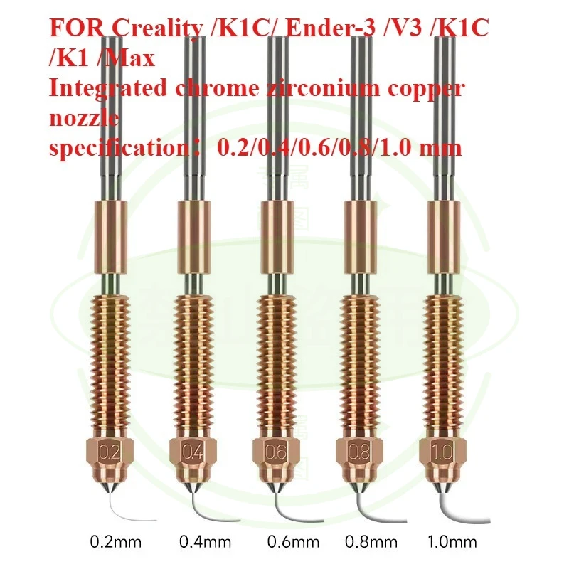 Для Creality Ender-3 v3/K1C/K1 Max: Интегрированное хром-циркониевое медное сопло 0.2/0.4/0.6/0.8/1.0 мм, аксессуары для 3D-принтеров
Для Creality Ender-3 v3/K1C/K1 Max: Интегрированное хром-циркониевое медное сопло 0.2/0.4/0.6/0.8/1.0 мм, аксессуары для 3D-принтеров