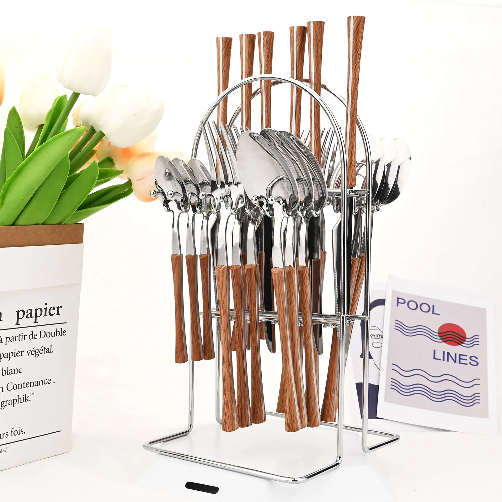 Набор столовых приборов из искусственной древесины, столовая посуда из нержавеющей стали 16/24, Западная Посуда, нож, вилка, ложка, полка, столовая посуда
Набор столовых приборов из искусственной древесины, столовая посуда из нержавеющей стали 16/24, Западная Посуда, нож, вилка, ложка, полка, столовая посуда