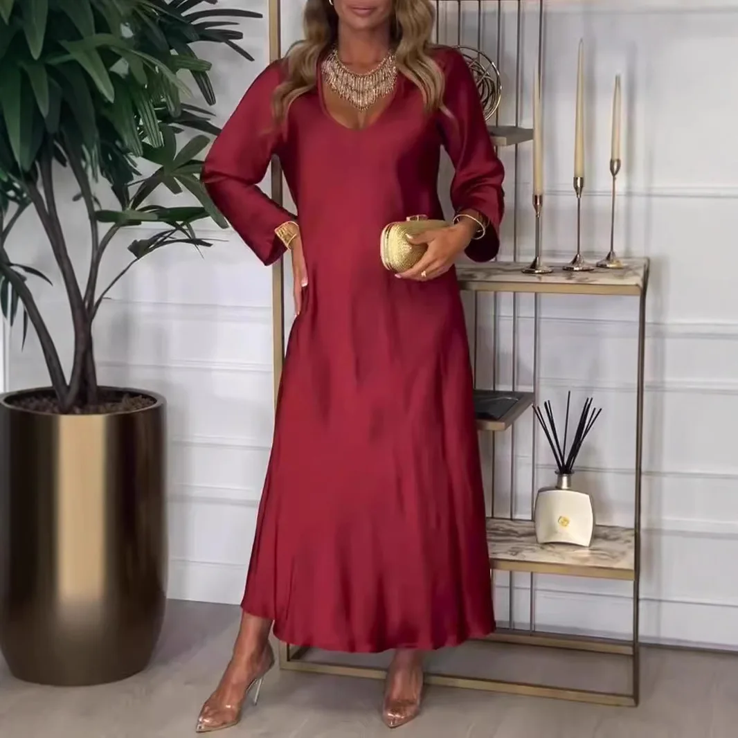 Fashionable Slim Ruffle Long Sleeve Dress Women Solid Color Summer Elegant V-neck Dress For Women 2025
Fashionable Slim Ruffle Long Sleeve Dress Women Solid Color Summer Elegant V-neck Dress For Women 2025