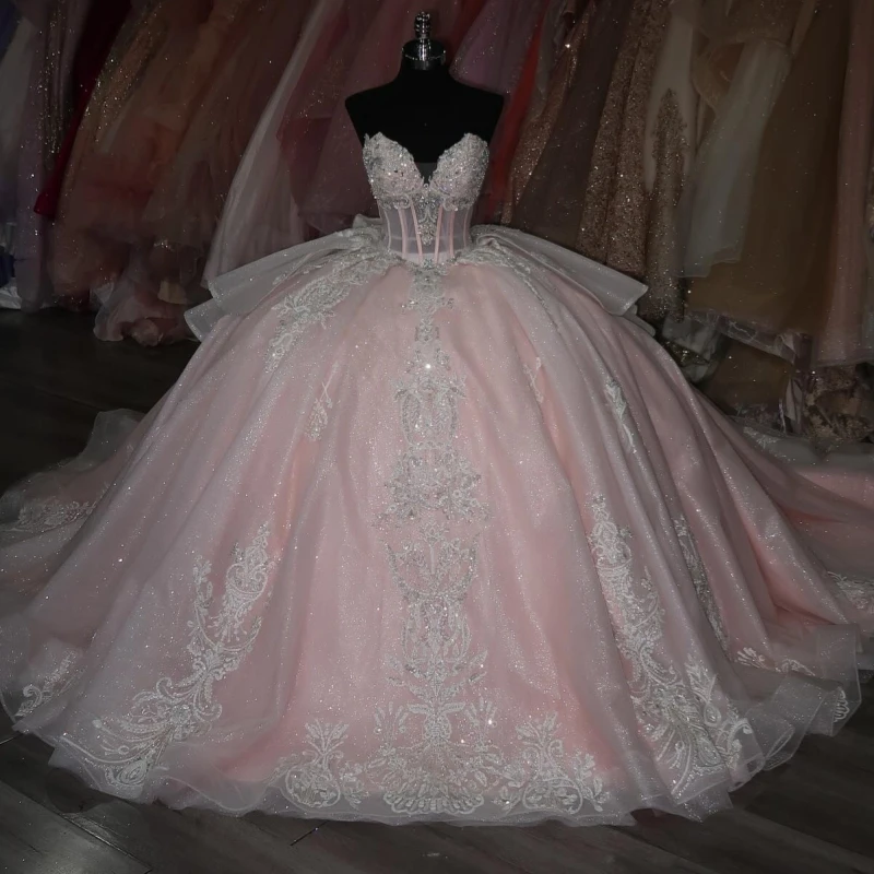 Light Pink Shiny Princess Sweet 16 Dress Dress Quinceanera Dresses Sequin Applique Lace Beads Bow Tull Party Birthday Vestidos
Light Pink Shiny Princess Sweet 16 Dress Dress Quinceanera Dresses Sequin Applique Lace Beads Bow Tull Party Birthday Vestidos