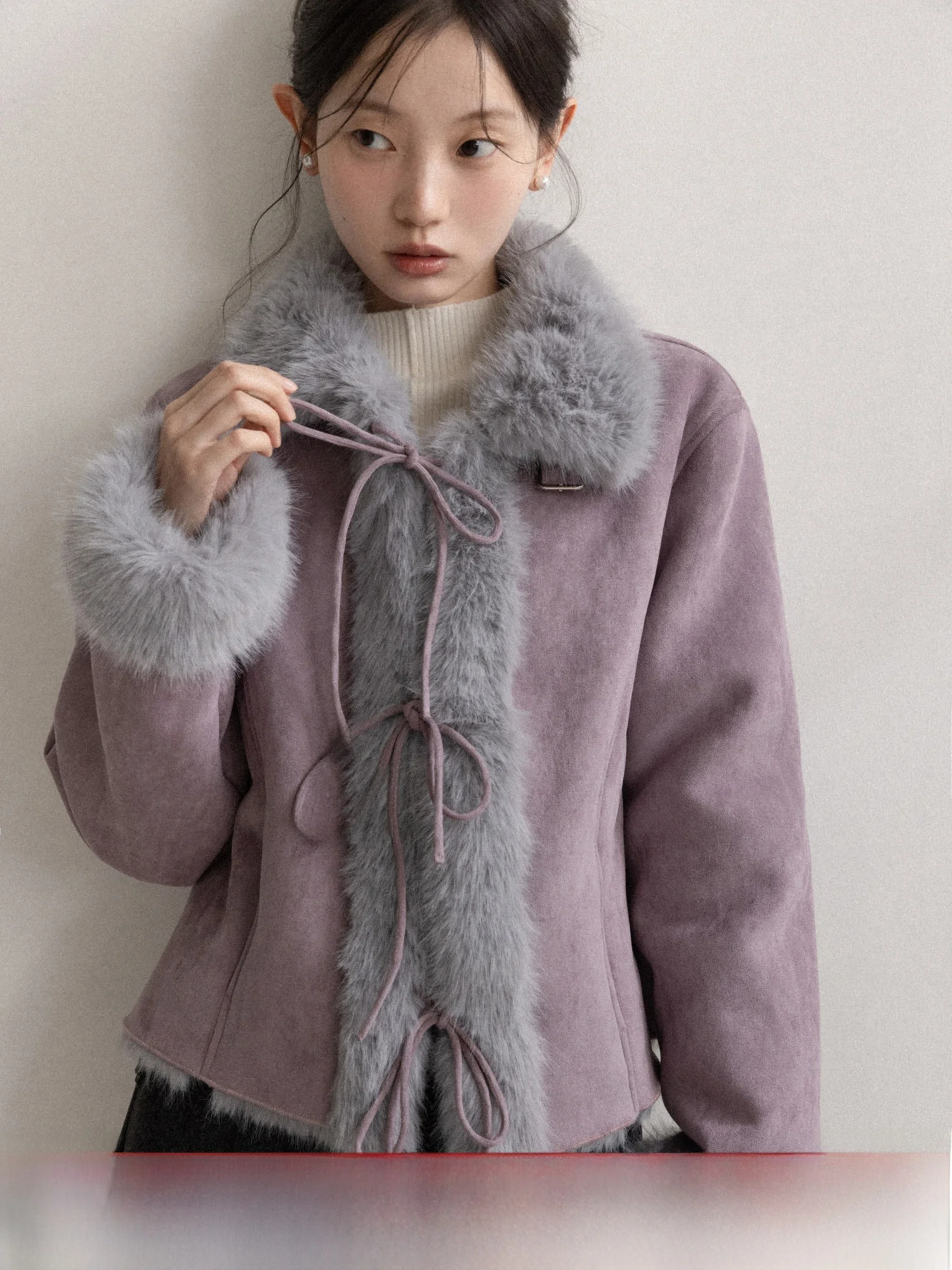 Retro Purple Suede ort Jaet Women's Winter New Fce Lined Inteated Leather Fur Casual Loose Fit Belted Coat
Retro Purple Suede ort Jaet Women's Winter New Fce Lined Inteated Leather Fur Casual Loose Fit Belted Coat