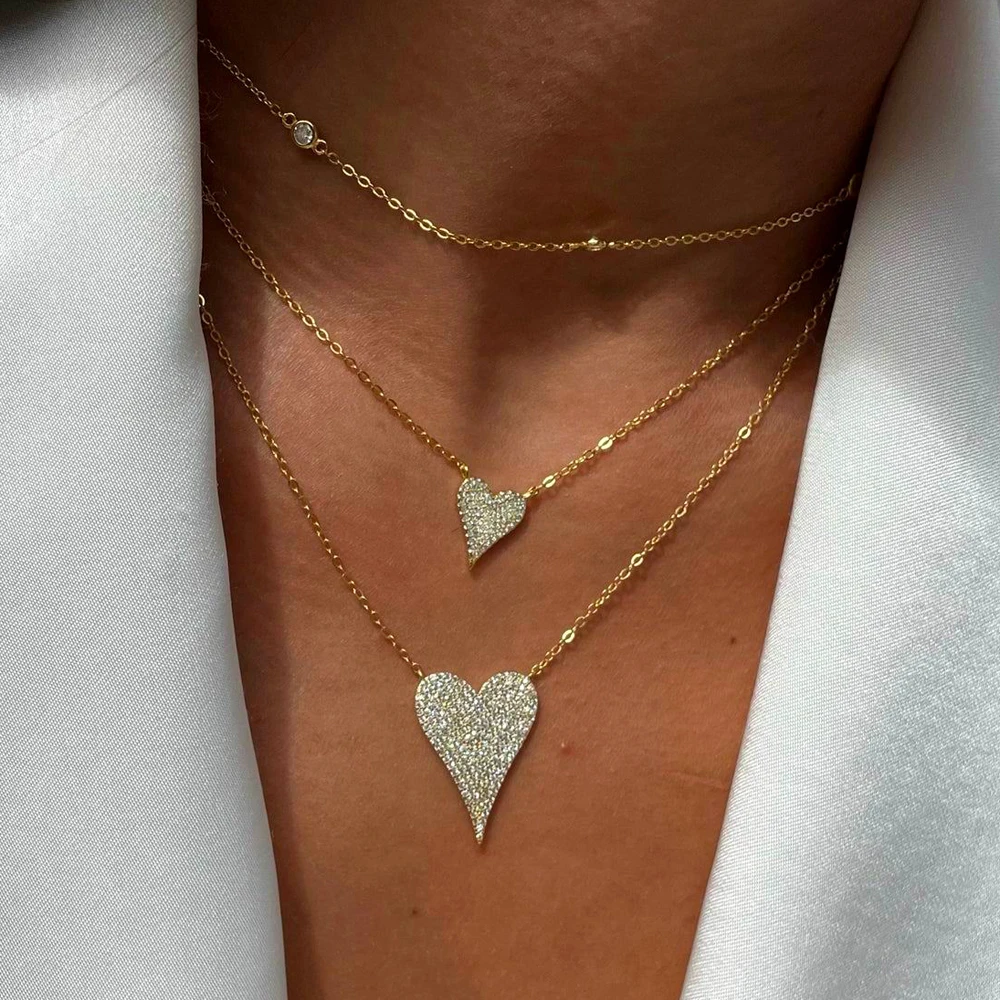 925 Sterling Silver Hearts Charm Necklaces Paved Full Clear CZ Heart Pendant Necklace for Women Silver Color Fine Jewelry
925 Sterling Silver Hearts Charm Necklaces Paved Full Clear CZ Heart Pendant Necklace for Women Silver Color Fine Jewelry